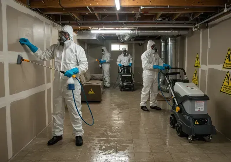 Basement Moisture Removal and Structural Drying process in Huntersville, NC